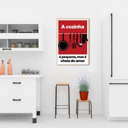 Quadro Frase A Cozinha é Pequena 43x30 Filete Marfim