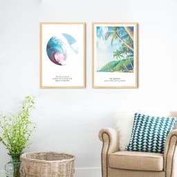 Quadro Frase Diver Mar e Praia 88x60 2-60x43 Caixa Marfim
