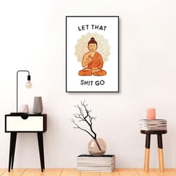 Quadro Frase Divertida Meditação 60x43 Filete Preto