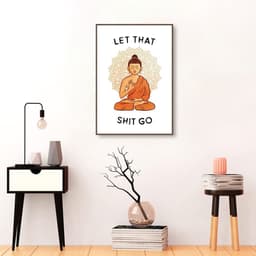 Quadro Frase Divertida Meditação 86x60 Filete Marrom
