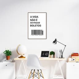 Quadro Frase Divertida Pagar Boletos 43x30 Filete Marrom
