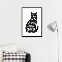 Quadro Frase Gente legal tem Gato 100x70 Caixa Preto