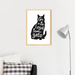 Quadro Frase Gente legal tem Gato 43x30 Caixa Marfim