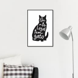 Quadro Frase Gente legal tem Gato 60x43 Filete Preto