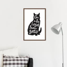 Quadro Frase Gente legal tem Gato 86x60 Caixa Marrom