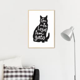 Quadro Frase Gente legal tem Gato 86x60 Filete Marfim