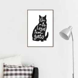 Quadro Frase Gente legal tem Gato 86x60 Filete Marrom