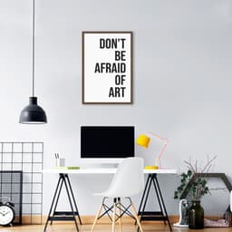 Quadro Frase Não tenha medo da Arte 43x30 Caixa Marrom