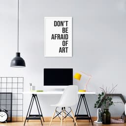 Quadro Frase Não tenha medo da Arte 86x60 Caixa Branco