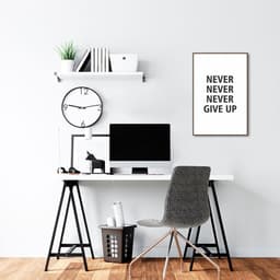 Quadro Frase Never Give Up 43x30 Filete Marrom