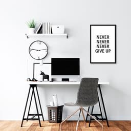 Quadro Frase Never Give Up 86x60 Caixa Preto