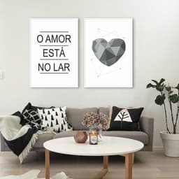 Quadro Frase O Amor esta no Lar 142x100 2-100x70 Filete Branco