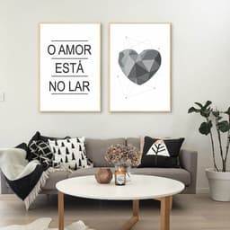 Quadro Frase O Amor esta no Lar 142x100 2-100x70 Filete Marfim