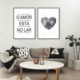 Quadro Frase O Amor esta no Lar 142x100 2-100x70 Filete Preto