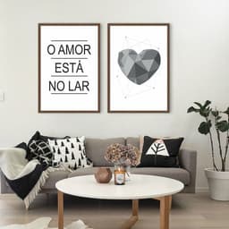 Quadro Frase O Amor esta no Lar 88x60 2-60x43 Caixa Marrom