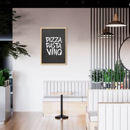 Quadro Frase Pizza Pasta Vino 86x60 Caixa Marfim