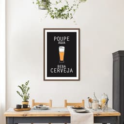 Quadro Frase Poupe Água Beba Cerveja 43x30 Caixa Marrom