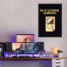 Quadro Gameboy Old School Gamer 43x30 Caixa Preto