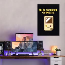 Quadro Gameboy Old School Gamer 60x43 Filete Preto