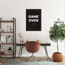 Quadro Gamer Game Over Menu 43x30 Filete Marrom