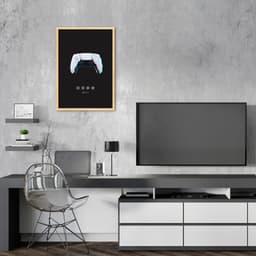 Quadro Gamer Glitch Controle PS Buttons 60x43 Caixa Marfim