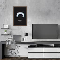 Quadro Gamer Glitch Controle PS Buttons 60x43 Caixa Marrom