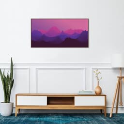 Quadro Horizonte Purple Mountain 100x50 Filete Marrom