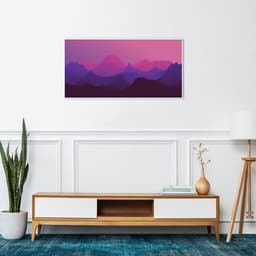 Quadro Horizonte Purple Mountain 120x60 Filete Branco