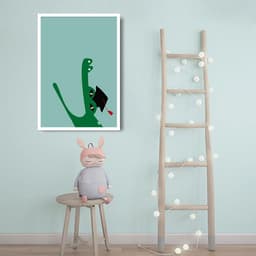 Quadro Infantil Cartoon Jacaré 100x70 Caixa Branco