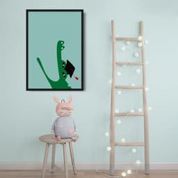 Quadro Infantil Cartoon Jacaré 100x70 Caixa Preto