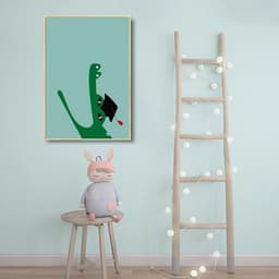 Quadro Infantil Cartoon Jacaré 43x30 Filete Marrom