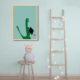 Quadro Infantil Cartoon Jacaré 60x43 Caixa Marfim