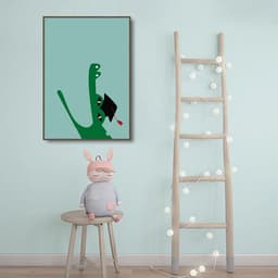 Quadro Infantil Cartoon Jacaré 86x60 Filete Marrom