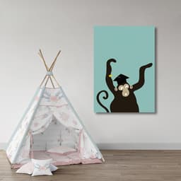 Quadro Infantil Cartoon Macaco 43x30 Sem Moldura