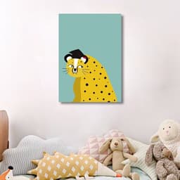 Quadro Infantil Cartoon Onça 86x60 Sem Moldura