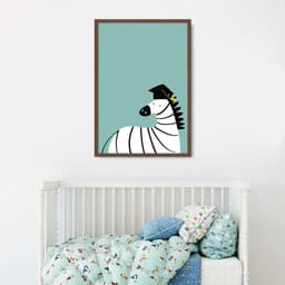 Quadro Infantil Cartoon Zebra 100x70 Caixa Marrom