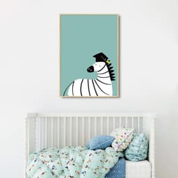 Quadro Infantil Cartoon Zebra 100x70 Filete Marfim
