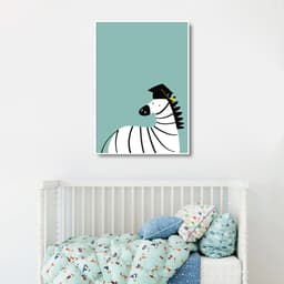 Quadro Infantil Cartoon Zebra 86x60 Filete Branco
