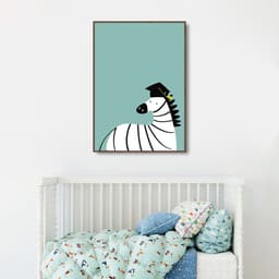Quadro Infantil Cartoon Zebra 86x60 Filete Marrom