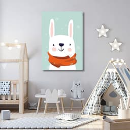 Quadro Infantil Coelho na Neve 43x30 Sem Moldura