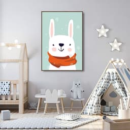 Quadro Infantil Coelho na Neve 86x60 Filete Marrom