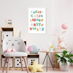 Quadro Infantil Didático ABC Colorido 100x70 Caixa Branco