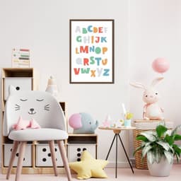 Quadro Infantil Didático ABC Colorido 100x70 Caixa Marrom