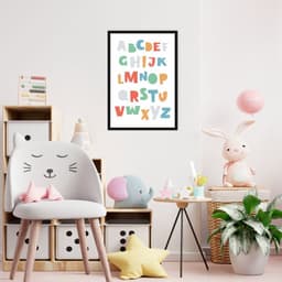 Quadro Infantil Didático ABC Colorido 100x70 Caixa Preto