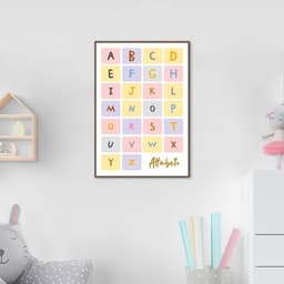 Quadro Infantil Didático Alfabeto 100x70 Filete Marrom