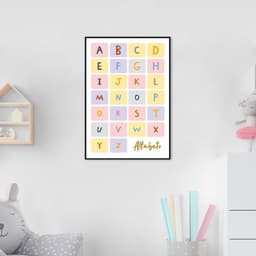 Quadro Infantil Didático Alfabeto 100x70 Filete Preto