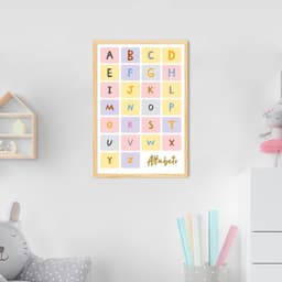 Quadro Infantil Didático Alfabeto 43x30 Caixa Marfim