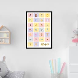 Quadro Infantil Didático Alfabeto 43x30 Caixa Preto