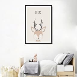 Quadro Infantil Didático Cervo 100x70 Caixa Preto