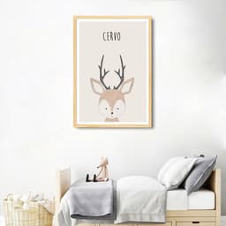 Quadro Infantil Didático Cervo 60x43 Caixa Marfim